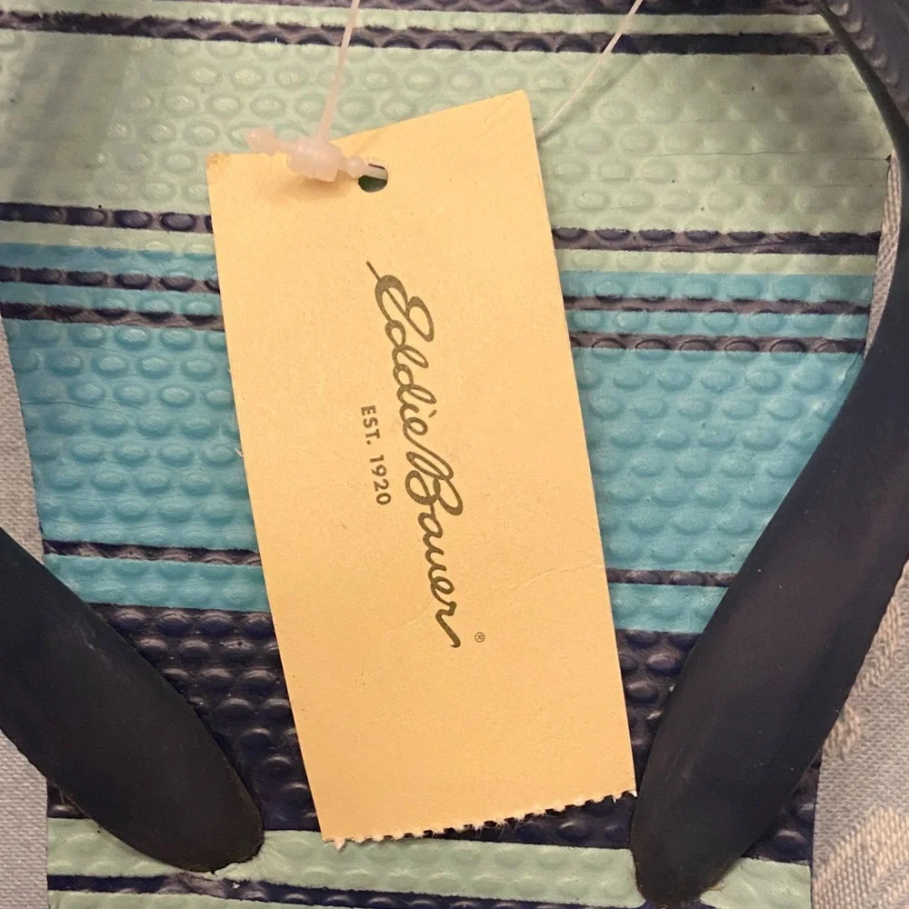 Eddie Bauer Striped Blue and Green Flip Flops NWT - Picture 2 of 7